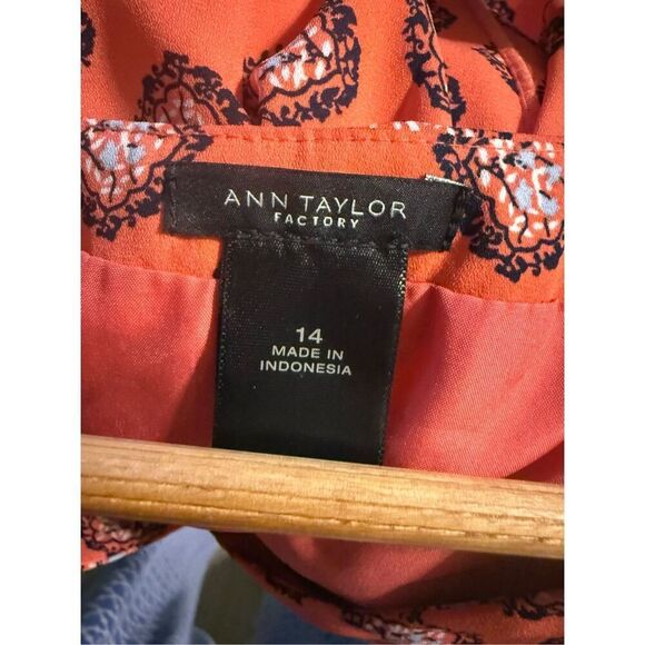 Ann Taylor Size 14 Mandala Print Fit & Flare Dress Coral Sleeveless Summer Boho - Picture 8 of 9